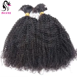 Afro Kinky Curly Brazilian Human Hair Bulk For Braiding No Weft for Women Natural Black Color 100g one bundle