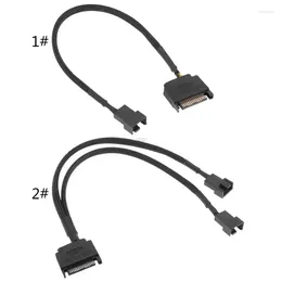 Datorkablar SATA 15 -stift till 1/2 kylfläktgränssnitt 3 Pin/4 Laptop Motherboard CPU Extension Cable Adapter