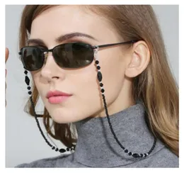 Kobiety modne łańcuchy okularów czarne akrylowe koraliki łańcuchy przeciwłosy okulary uchwyt na szyję pasek do czytania szklanki liny1406829