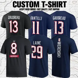 Benutzerdefinierte Adam Fantilli Johnny Gaudreau Sean Kuraly Jake Bean Zach Werenski USA Hockey Club Fans gebrandete T-Shirt-T-Shirts