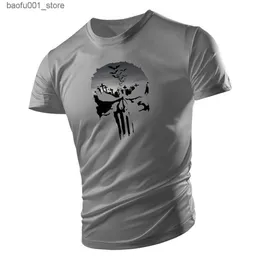 Męskie koszulki na zewnątrz swobodne i oddychające, duże męskie koszulka T-Shirt Casual Jogging Fitness Sports Top Skull Druku