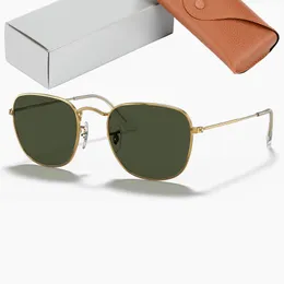 Mode solglasögon män kvinnor Frank Square Mens Sun Glasses Summer Design G15 Glass UV Protection Lenses Eyewear Woman Man Eyeglasses With Leather Box