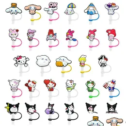 Cartoon Accessories 44 Colors Cats Kuromi Melody Sile St Toppers Er Charms Reusable Splash Proof Drinking Dust Plug Decorative 8Mm P Dhbi2