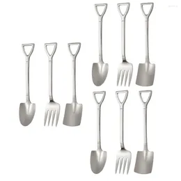 أدوات المائدة مجموعات 9 PCS Coffee Scoop Staflic Steel Spoons و Forks Mix Creative Mixing Mixing Serving