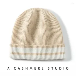 Berets clássico cashmere chapéu com contraste de cor dobrável simples moda outono inverno quente ao ar livre casual feminino