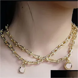 Collane con ciondolo Collana di gioielli di design 925 Sterling Sier Stile europeo Chiusura a sfera rotonda per le donne Catena a forma di U Regalo a goccia D Dht3V