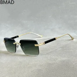 Sunglasses 2024 Rimless Men Fashion Square Women Vintage Trending Glasses Oculos Drop Lentes