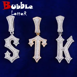 Necklaces Bubble Letter Jewelry Trap Rapper Star Initial Single Necklace Men Iced Out Pendant Real Gold Plated Hip Hop Rock Street Charms