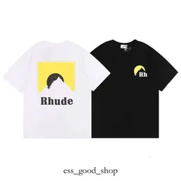 23SS RHUDE MENSTシャツ高品質のテスデザイナーカジュアルファッション半袖ヨーロッパアメリカメンズラウンドネックTシャツUSサイズS-XXL992