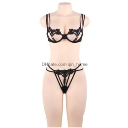 Trajes Sexy Comeonlover Preto Sutiã Aberto Lingerie Bordado Vestuário Exótico Mulher Conjunto Erótico Tamanho M Roupa Interior Re80751 Drop Delivery C Dhopr