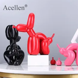 Zwierzęta żywica figurka śliczna kucka kuta balon pies kształt statua sztuka rzeźba rzemieślnicza tabletek domowy akcesoria 211025315U