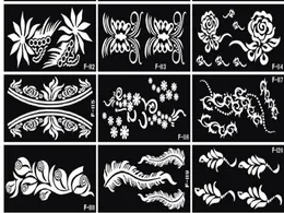 10 pçs / lote Mehndi Indian Henna Tattoo Stencil reutilizável Modelo Tatoo Tatuagens Profissionais Para Pintura à Mão Bride309Z8069966