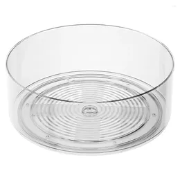 Kitchen Storage 1Pc Divided Plastic Tray Durable Rotate Box Artifact Transparent