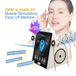 6 Handles EMS RF Non-Invasive Face Skin Tightening Peface Facial Contouring Wrinkle Reduce Radio Frequency Facial Lifting Anti-Aging Muscle Toning Device