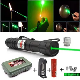 Pointers HighPower Green Laser Ponteiro 5MW Vista de laser poderosa equipamento a laser 2 em 1 suporte de lâmpada destacável com carregador de bateria 18650