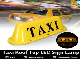 12V Car Taxi Cab Topper Roof Sign Light LED Lamp Bulb Magnetic Base YellowWhite2830452