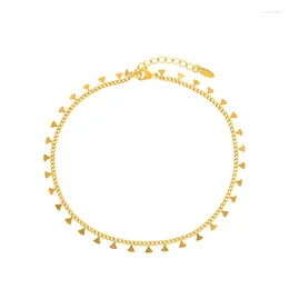Anklets smycken Europeiska och amerikanska minimalistiska paljett Tassel Vattenvågstruktur Ankelkedja pläterad med 24K Gold Geometric