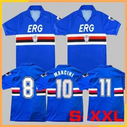 90 91 Sampdorias Mancini Vialli Home Soccer Jersey 1990 1991 Maglie da Calcio Sampdorias Retro Vintage Classic Football Shirt MAILLOT Jersey Blue