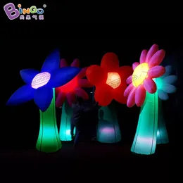 4mH (13.2ft) with blower wholesale Exquisite craft decorative inflatable flowers add led lights toys sports inflation artificial plants for party event decoration