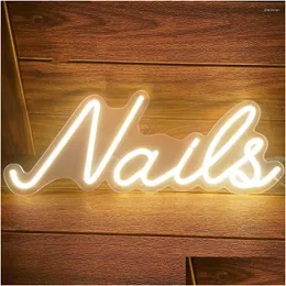 Night Lights Nails sinal de néon para cílios salão de beleza decoração de decoração de arte pendurada parede led de neonlamp personalizado entrega dh7ti