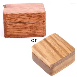 Jewelry Pouches X5QE Country Walnut Round Cufflink Storage Box Closure Design