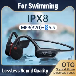 Headphones Real Bone Conduction Headphones Swimming IPX8 Waterproof 32GB MP3 Player Wireless Bluetooth 5.2 Earphones for Sport HiFi Headset