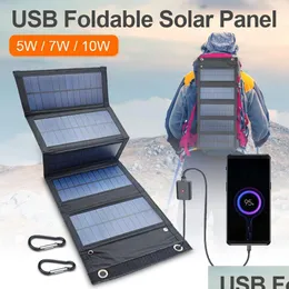 Outros Home Garden Dobrável Painel Solar Carregador de Telefone Usb 5V 5W 7W 10W Bancos de Energia para Celular Ao Ar Livre À Prova D 'Água Cam Emergência Chargi Dhv4z