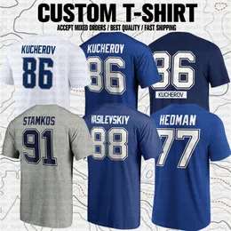 Custom Nikita Kucherov Steven Stamkos Andrei Vasilevskiy USA Hockey Club Fans Branded T-Shirt Tees