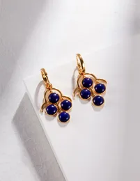 Gümüşte Dangle Küpeler Doğal Lapis Lazuli