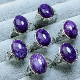 Anéis de cluster Loose Beads S925 Charoite Anel Roxo Atacado para Jóias DIY Um Tamanho