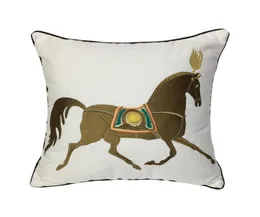 Deluxe Embroidery Horse Designer Pillow Case Sofa Cushion Cover Canvas Home Bedding Decorative Pillowcase 18x18quot Sell by Piec9663385