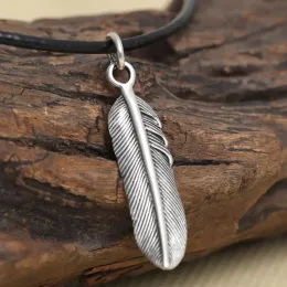 Pendants Real silver feather Pendant men women S925 Sterling Silver Pigeon feath pendant chinese style design peace pendant Jewelry Gift