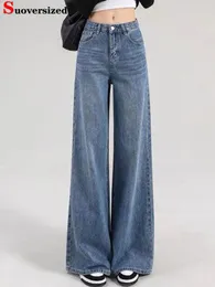 Frauen Jeans Frau Hohe Taille Breite Bein Koreanische Mode Lässig Gerade Denim Hosen Streetwear Vintage Stil Baggy Kot Pantolon