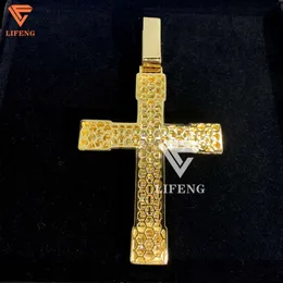 قلادة Moissanite Lifeng Jewelry Hip Hop Cross الشكل D Color VVS Moissanite Pendant 925 Sterling Silver Baguette Diamond Cross Prendant