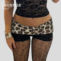 Женские шорты BIIKPIIK с леопардовым принтом в стиле пэчворк на талии, сексуальные клубные модные женские мини-шорты с низкой талией, весенние наряды для вечеринки в полночь