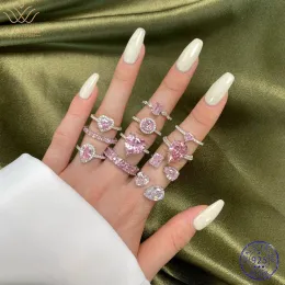 حلقات Wuiha Real 925 Sterling Silver Screenced Ice Fancy Cut Pink Moisphire Moissanite Ring for Women Gift Drop Shipping