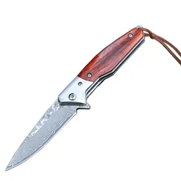 A2250 Flipper Folding Knife VG10 Damascus Steel Blade Rosewood with Steel Head Handle Outdoor Ball Bearing Washer Fast Open Folder Knives