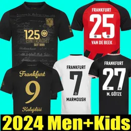 2023 2024 125 Jahre Eintracht Frankfurt Soccer Jerseys 23 24 Marmoush M.Gotze Knauff Marmoush Skhiri Koch 125 주년 기념 축구 남자 및 어린이 셔츠