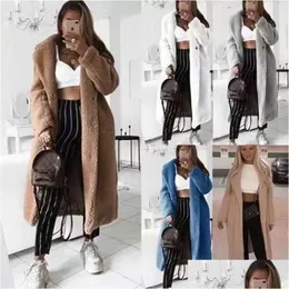 Women'S Fur Faux Autumn Winter Teddy Coat Women Casual Plus Size Loose Long Jacket Female Thick Warm Solid Manteau Femme Hiver Dro Dh5Yz