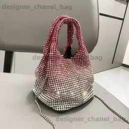 Totes luxo diamantes bolsa gradiente incrustado strass banquete sacos para mulheres bling diamante bolsa de ombro brilhante moda jantar saco t240220