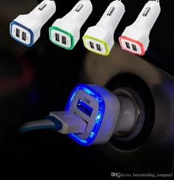21A LED USB Dual 2 Port Adapter Socket Car Charger USB Charger With LED Light For All Phone Samsung HTC5838561