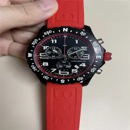 2021 novas chegadas relógio masculino quartzo cronômetro relógios de aço inoxidável mostrador preto homem cronógrafo relógio de pulso 48mm pulseira de borracha b18243z