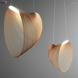 Pendant Lamps IWHD Japanese Wood Style LED Lights Fixtures Cafe Restaurant Bedroom Dinning Living Room Nordic Modern Hanging Lamp