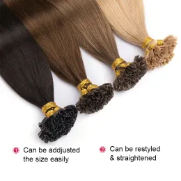 Erweiterungen Nagel u Tipp Haarverlängerung gerade Remy menschliches Haarverlängerung 40G 50G Brasilianische Haarerziehung Keratinkapsel für Frauen