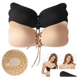 Bröstplatta Sticky BRA Strapless Backless Invisible Lift Up Pad Self Adhesive Push Bras Magic Nipple ers Womens Underwear Drop Delivery Dhuu9
