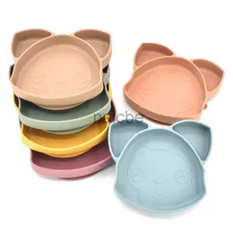 Cups Dishes Utensils 2022New Design Fox Shape Baby Silicone Feeding Bowl for Kids Waterproof Suction Bowl With Spoon Children Dishes Kitchenware 240220
