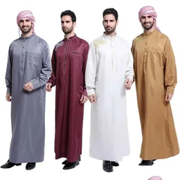 エスニック衣料ファッションメンズスタイルThobe Thoub abaya Robe Daffah Dishdasha Drop Delivery Apparel DHTQPのためにイスラムアラブカフタンイスラム教徒