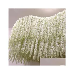 Decorative Flowers Wreaths 24 Colors Artificial Silk Flower Wisteria 34Cm Orc String Rattan Home Garden Wall Hanging Vine Centerpi Dhdhe