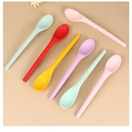 Makeup Brushes Multi-function Spoon 7 Colors Safety Material Extra Long Handle Durable Comfortable Kitchen Bar Silicone Coffee