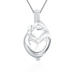 Pendants Cluci 925 Sterling Silver Cage قلادة قلادة لؤلؤة لؤلؤة هدية لأم سحر الحب قلادة الفضة 925 لؤلؤة Locket SC207SB